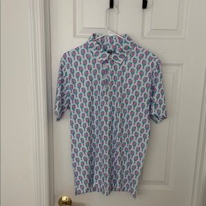 Chubbies Blue and Pink Patterned Polo Shirt
